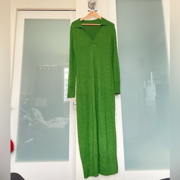 Staud crown polo wool sweater dress: size L in emerald - Picture 2 of 9
